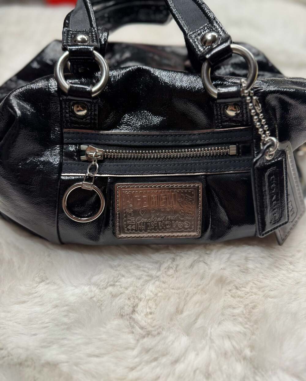Vintage COACH Poppy Patent Leather Mini Boston Satchel Handbag